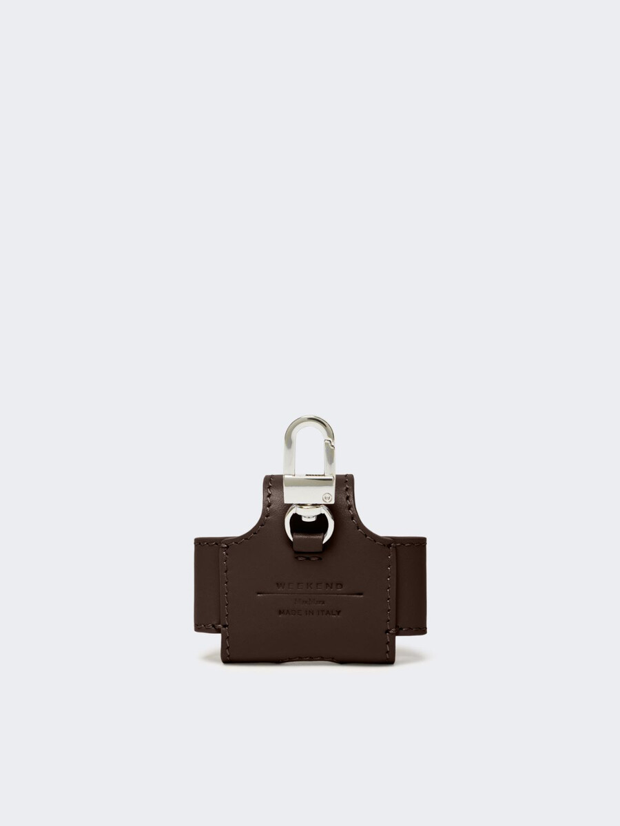 leather earphone pouch - dark brown
