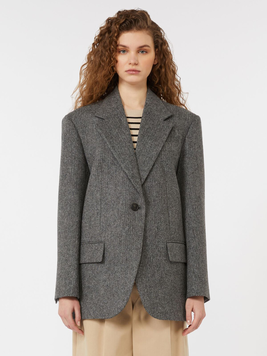 oversize wool blazer - dark grey