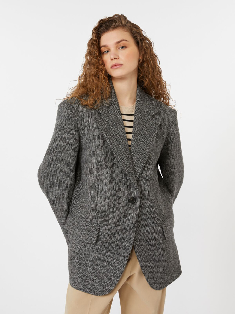 oversize wool blazer - dark grey