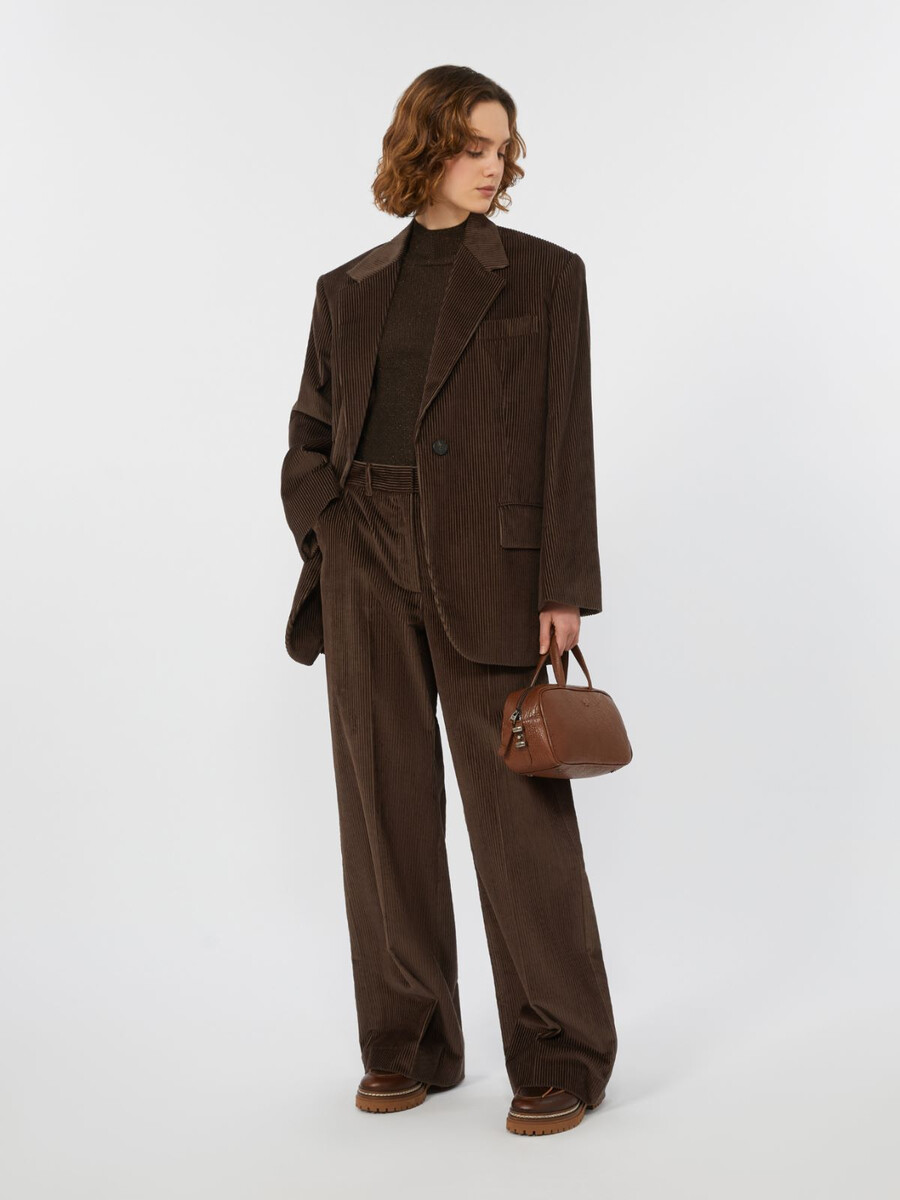 single-breasted velvet blazer - chocolate