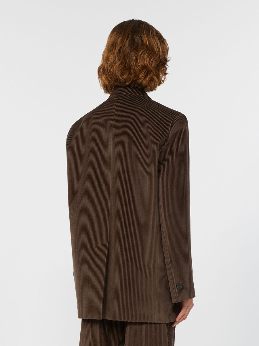 single-breasted velvet blazer - chocolate
