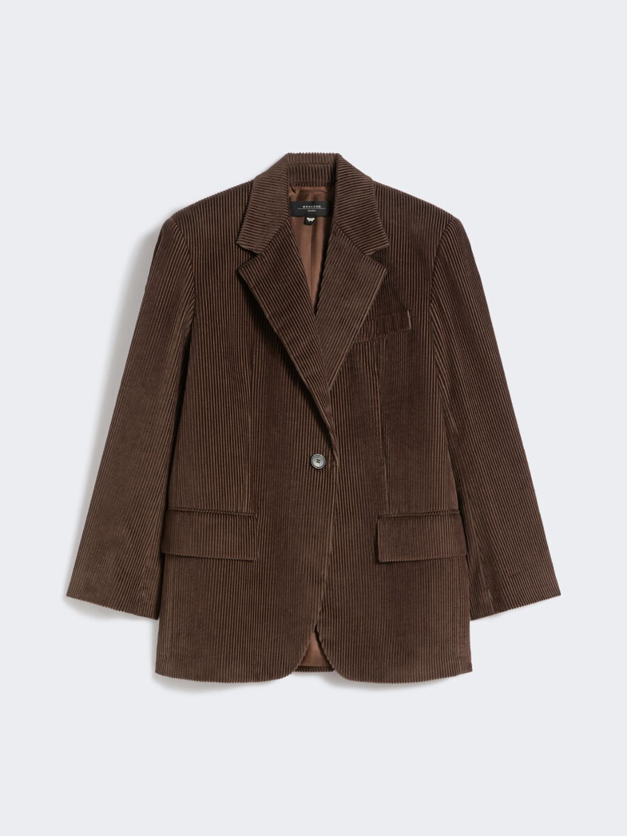single-breasted velvet blazer - chocolate