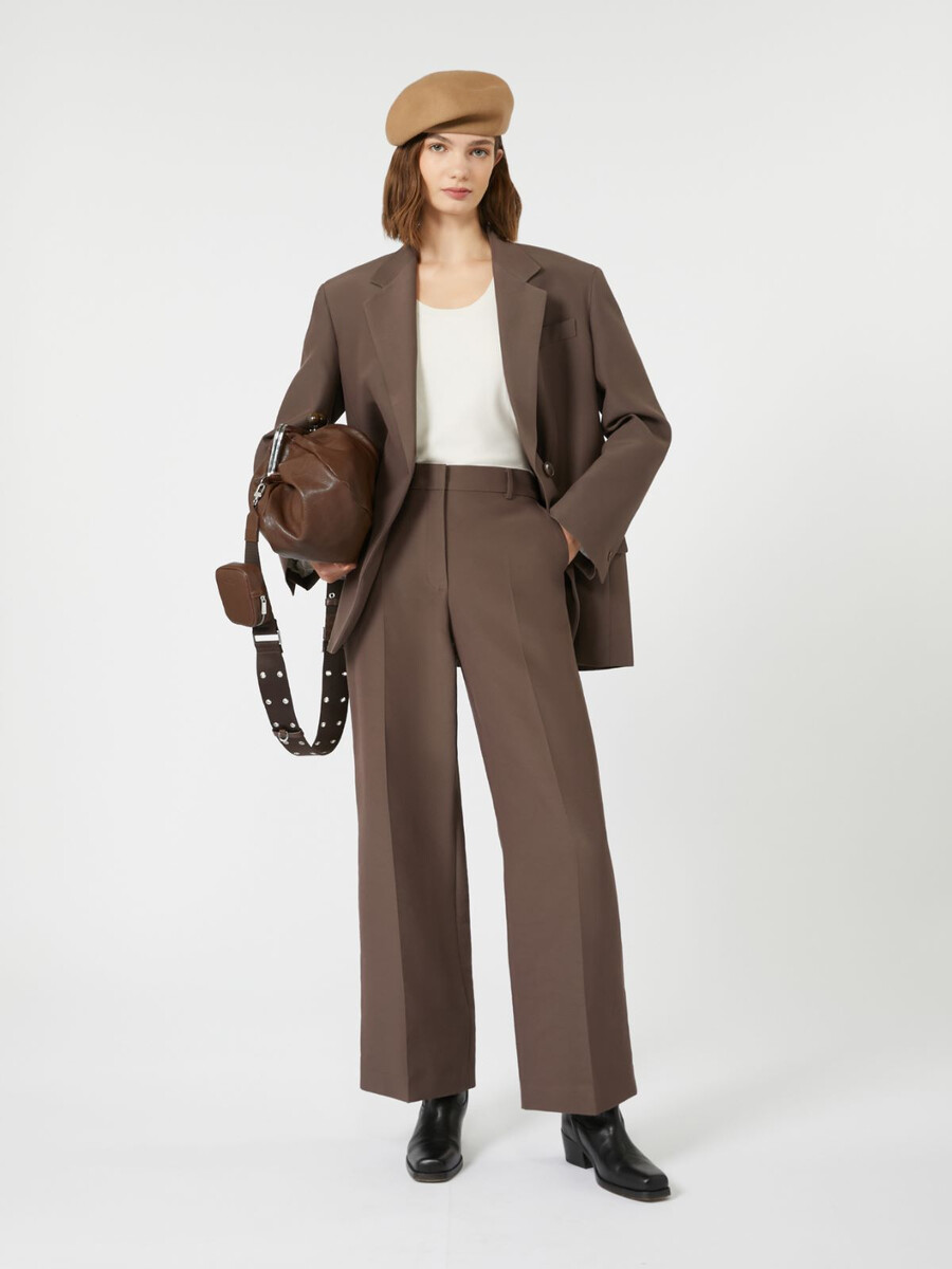 oversized cotton-blend blazer - chocolate