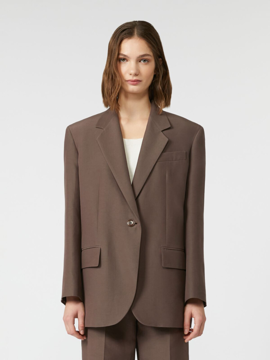 oversized cotton-blend blazer - chocolate