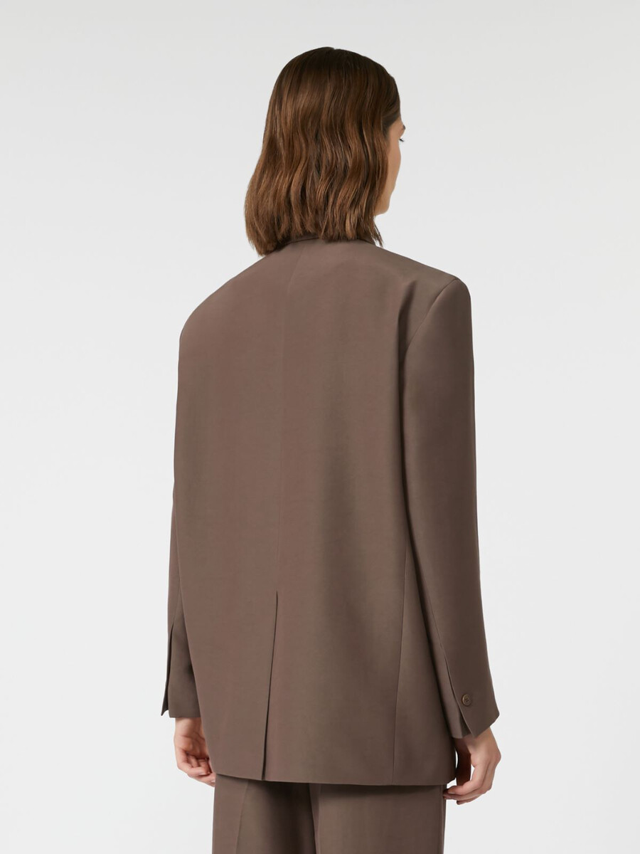 oversized cotton-blend blazer - chocolate