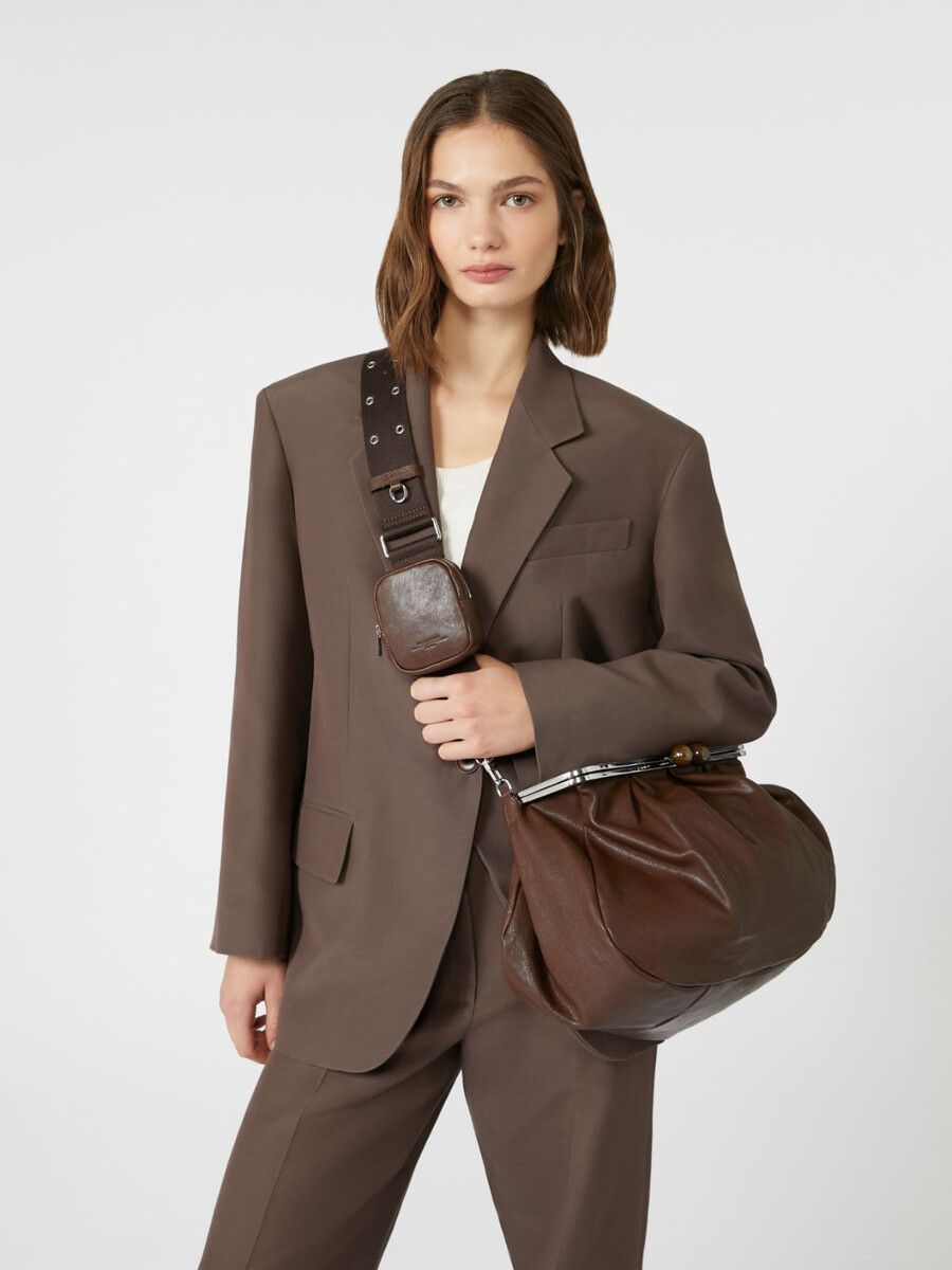 oversized cotton-blend blazer - chocolate
