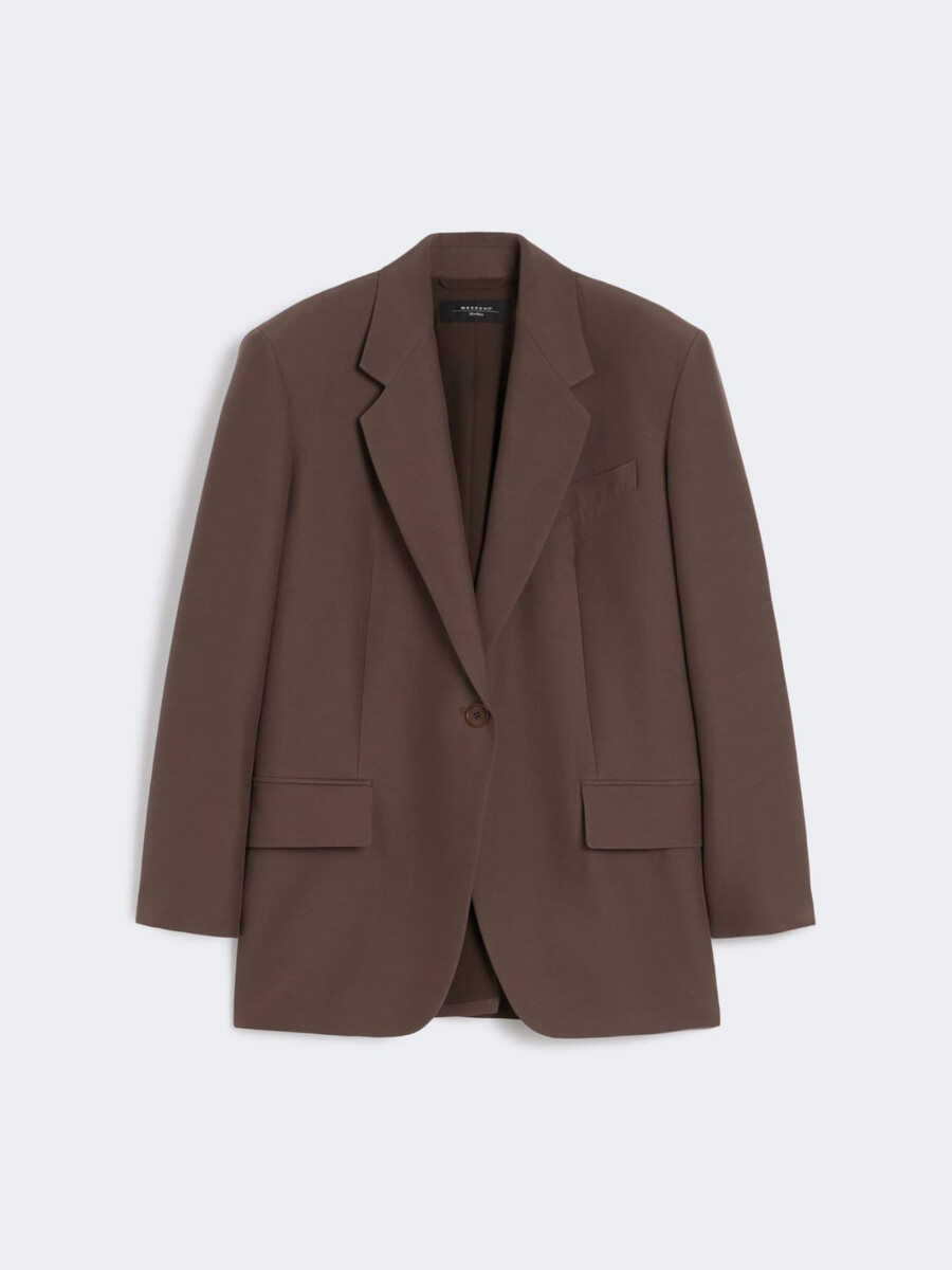 oversized cotton-blend blazer - chocolate