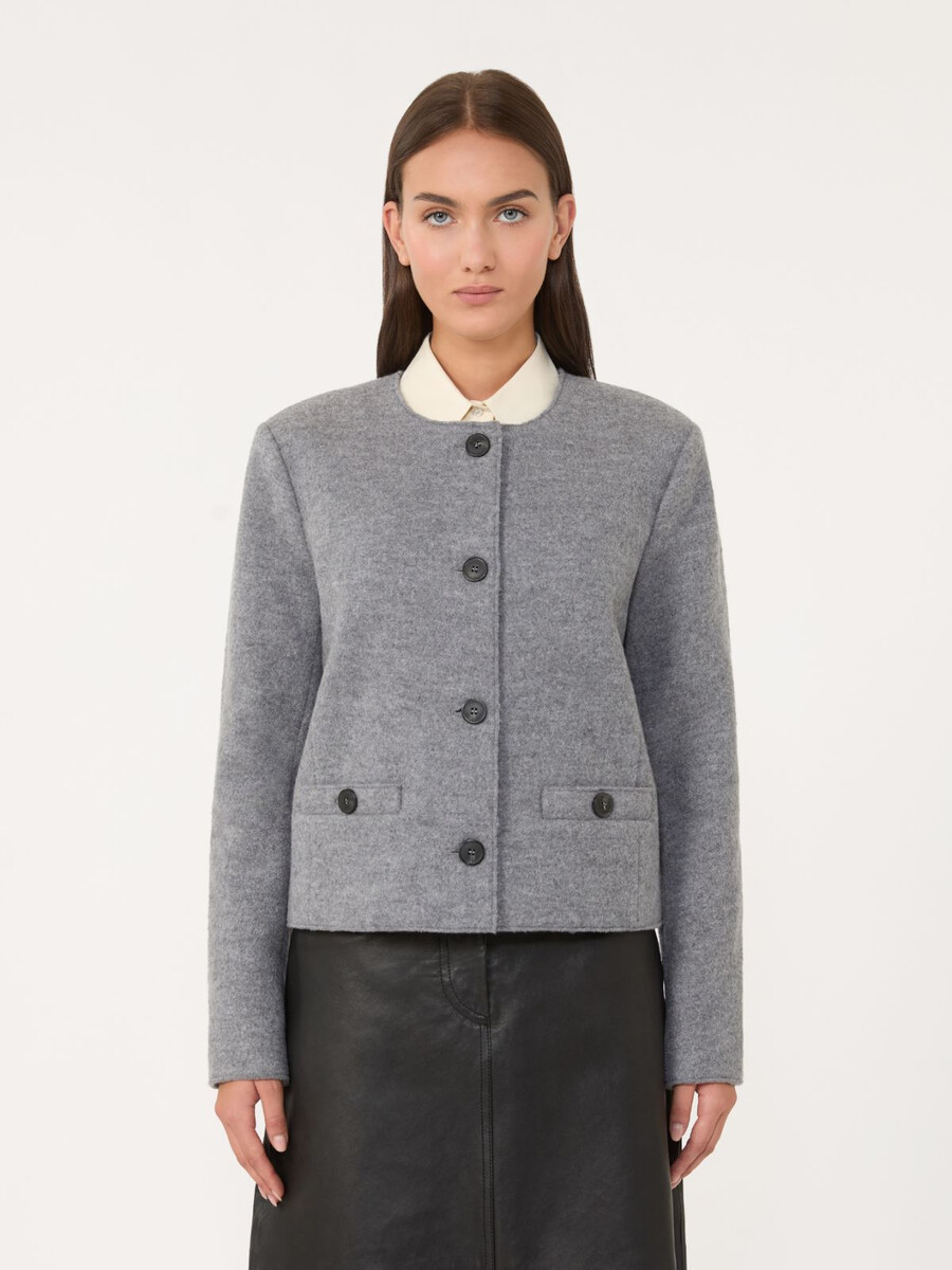 boiled wool jersey jacket - medium grey