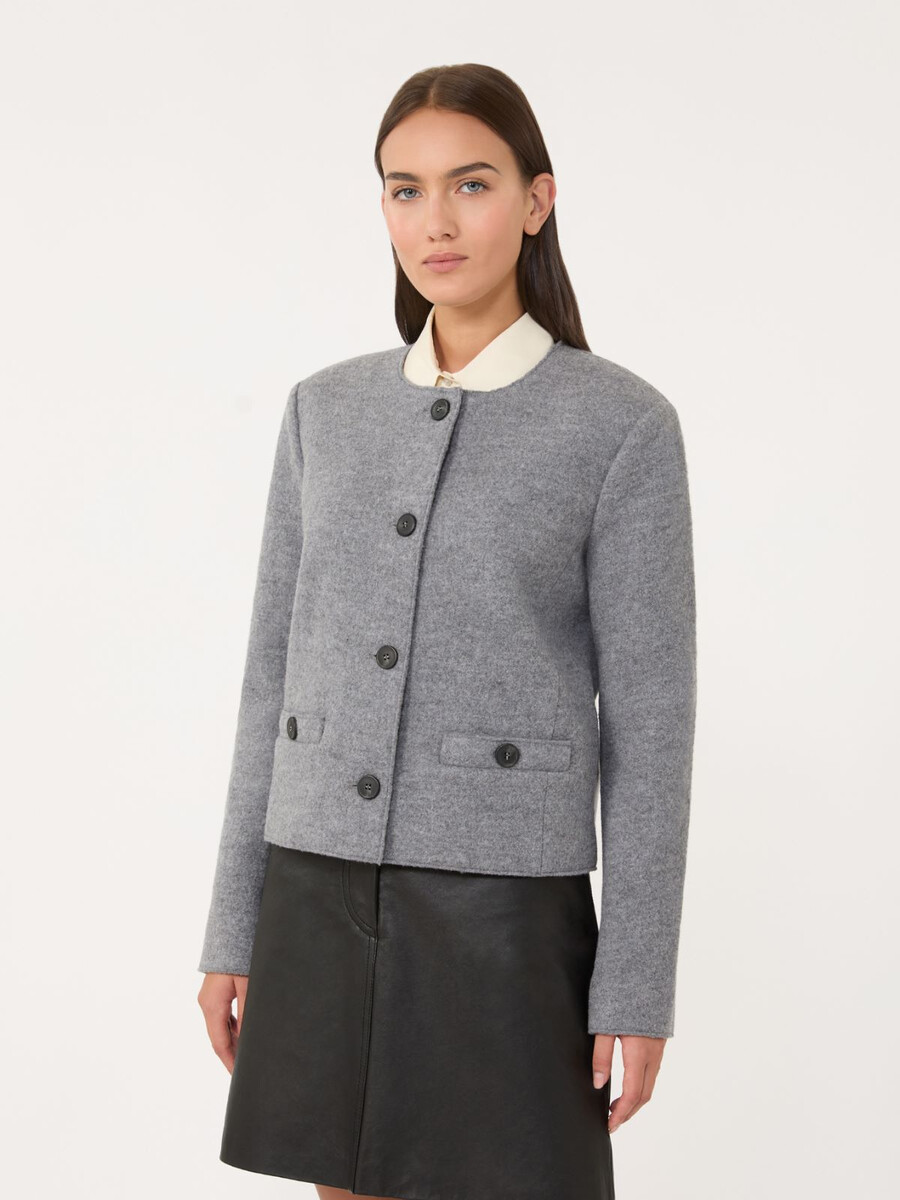 boiled wool jersey jacket - medium grey