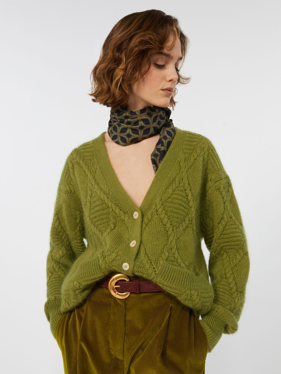 mohair blend cardigan - green