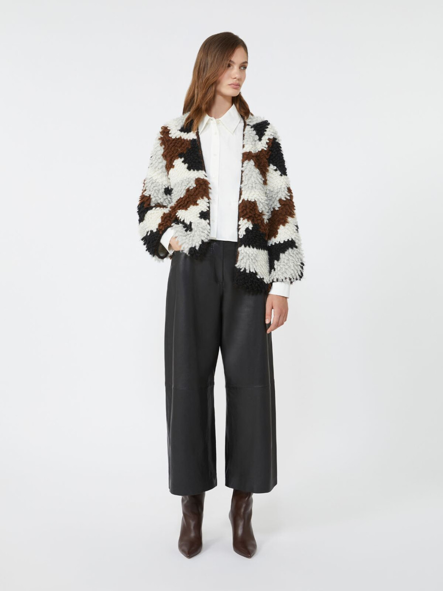 soft jacquard alpaca cardigan - brown