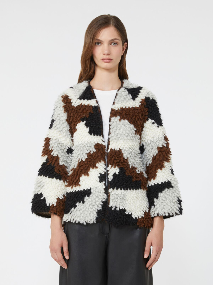 soft jacquard alpaca cardigan - brown