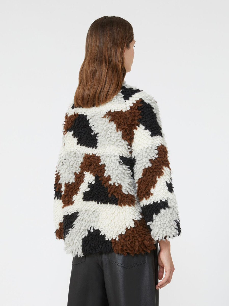 soft jacquard alpaca cardigan - brown