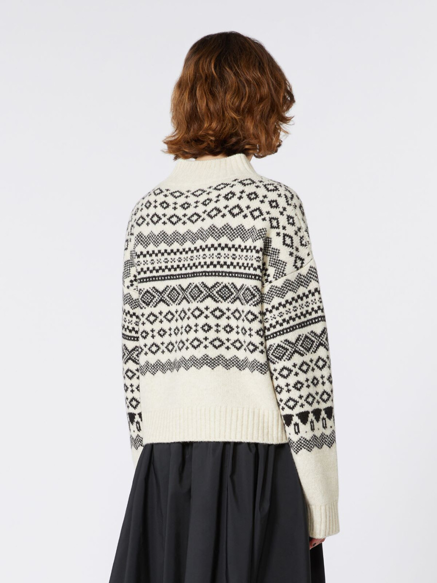 wool and alpaca jacquard jumper - white
