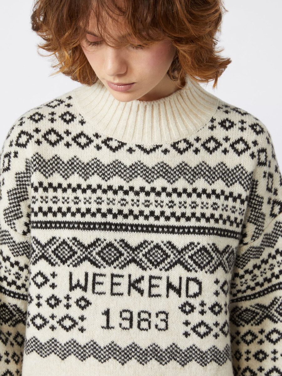 wool and alpaca jacquard jumper - white