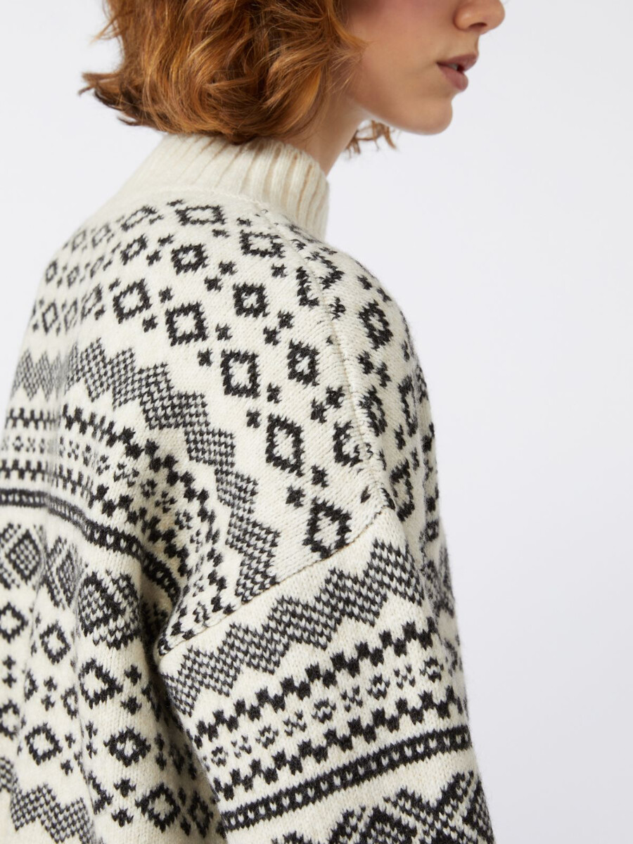 wool and alpaca jacquard jumper - white