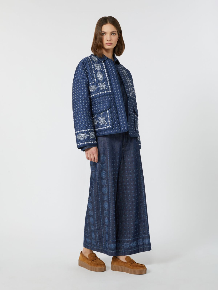 quilted cotton crew-neck jacket - navy