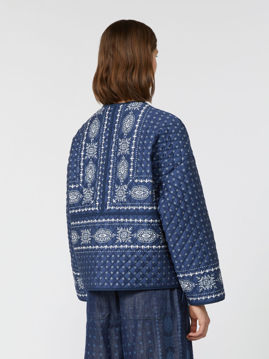 quilted cotton crew-neck jacket - navy
