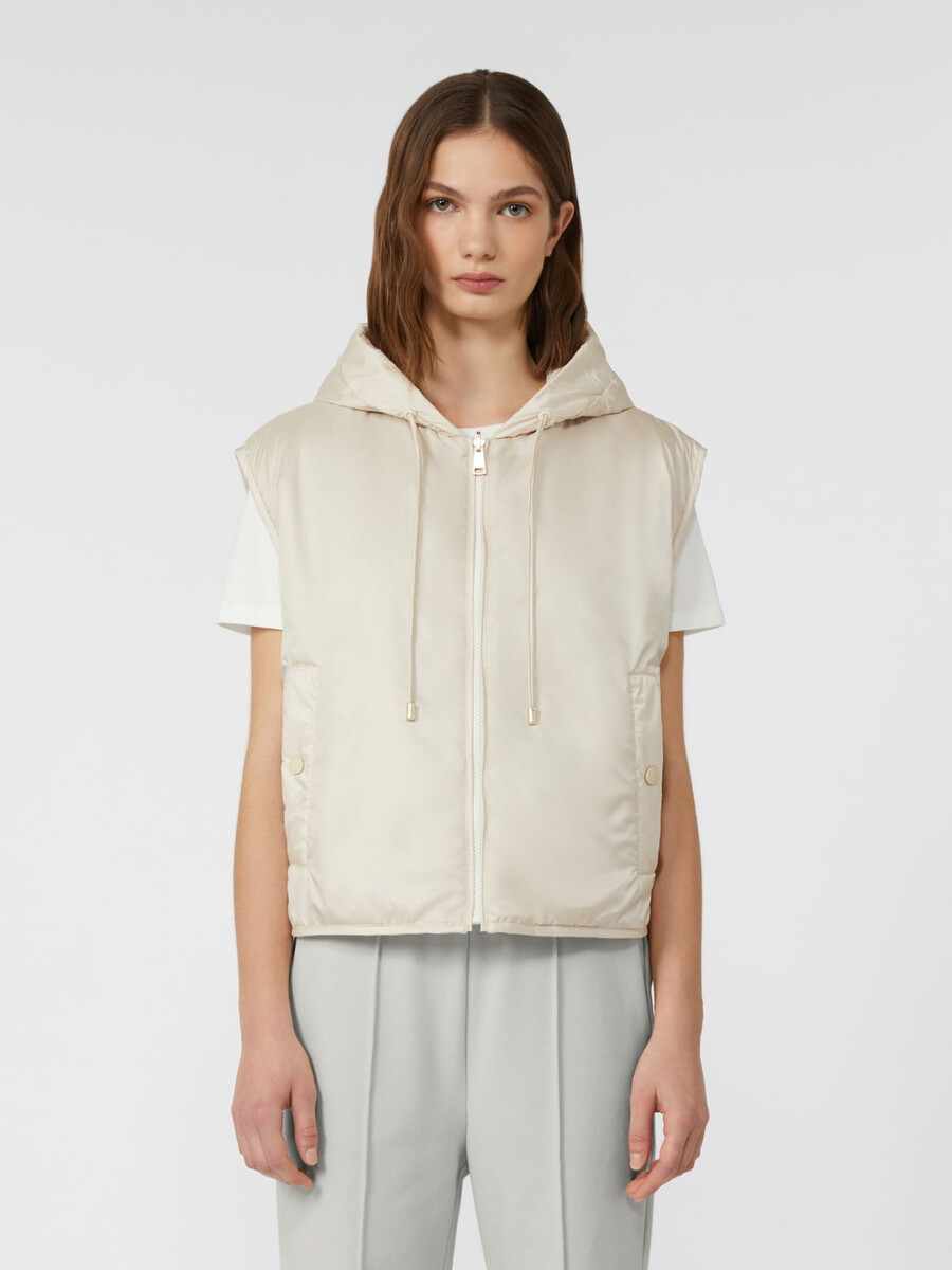 reversible water-repellent canvas gilet - ivory