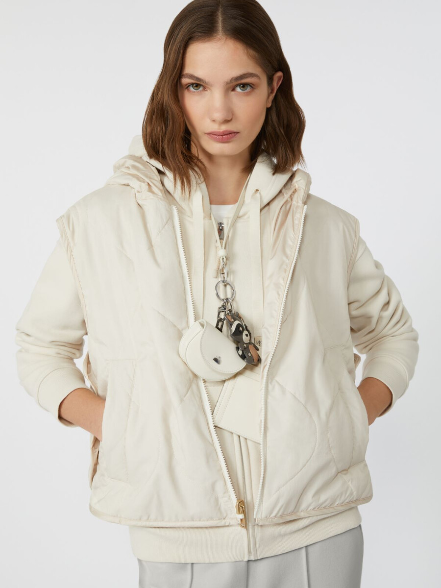 reversible water-repellent canvas gilet - ivory