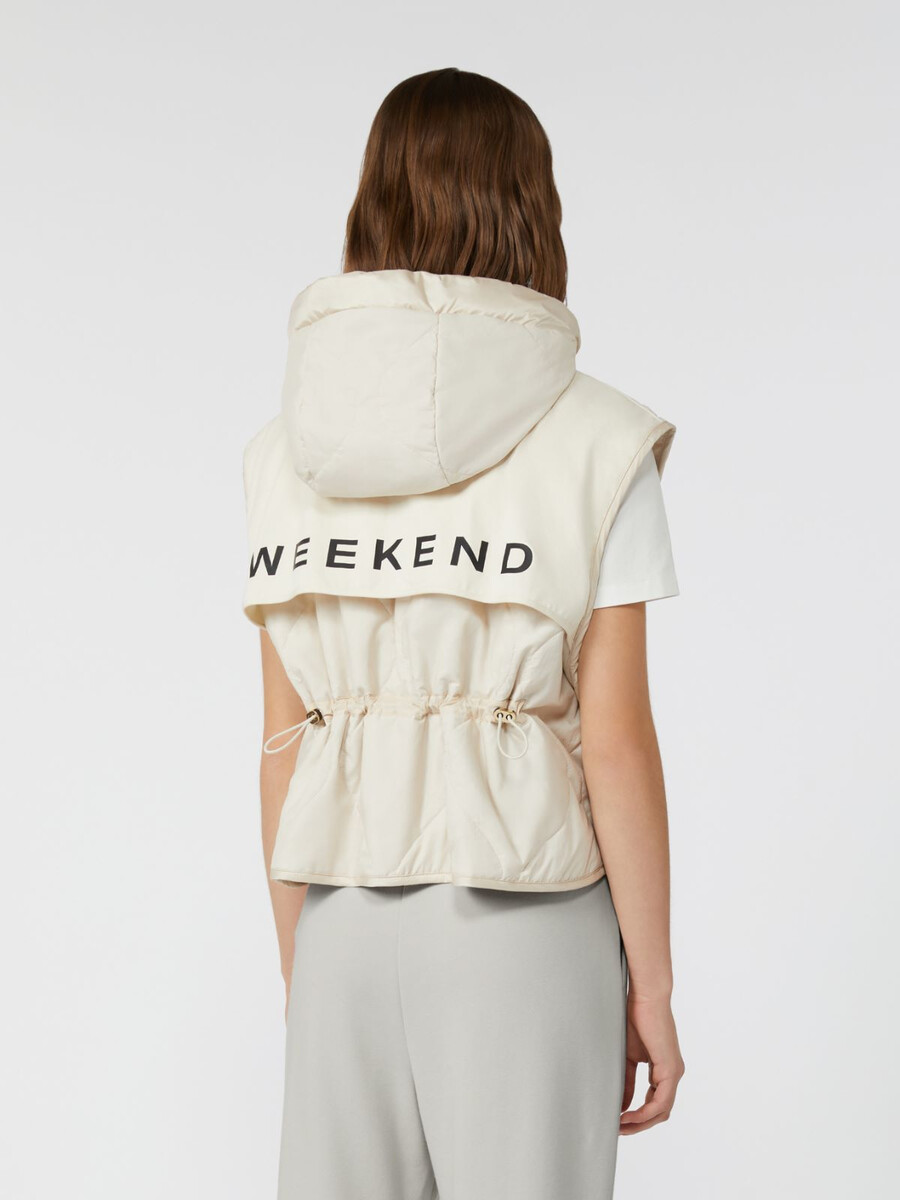 reversible water-repellent canvas gilet - ivory