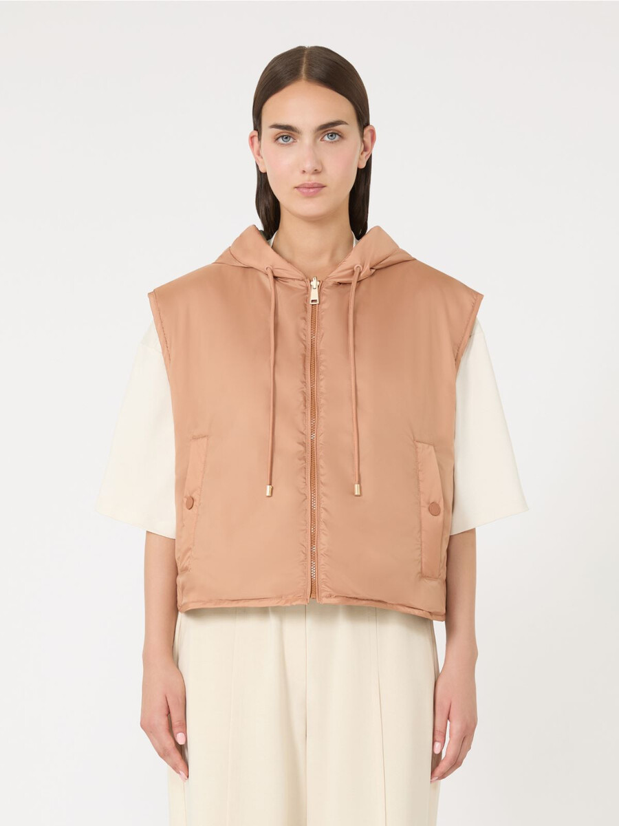 reversible water-repellent canvas gilet - caramel