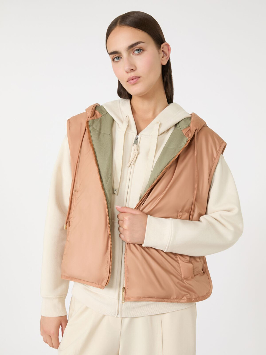 reversible water-repellent canvas gilet - caramel