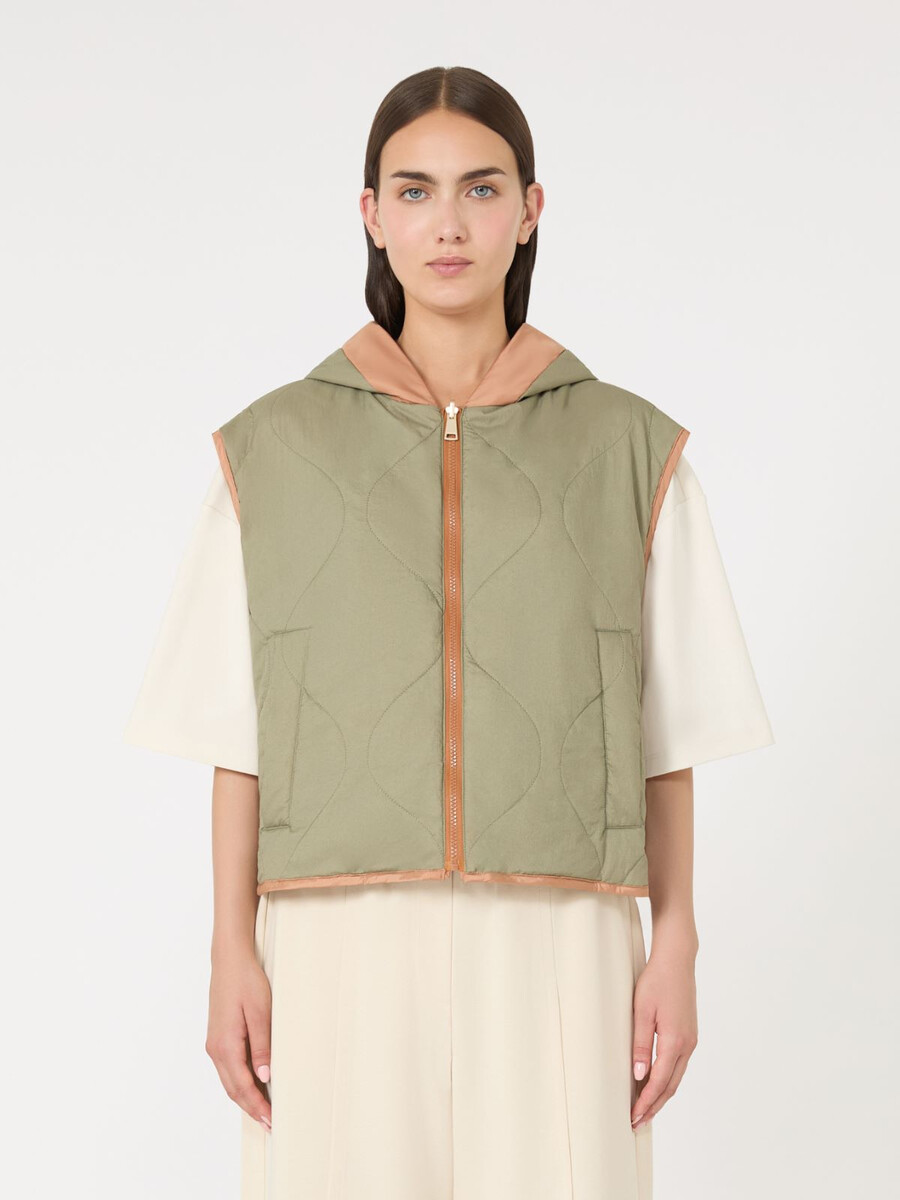 reversible water-repellent canvas gilet - caramel