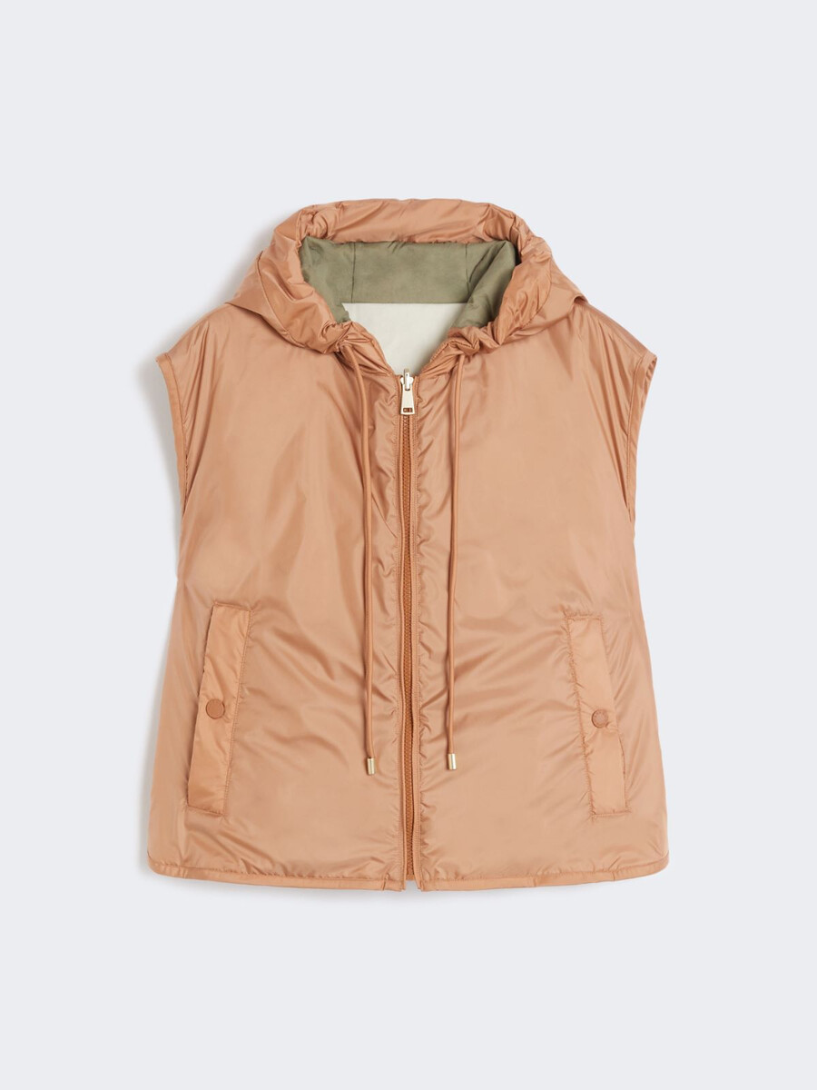 reversible water-repellent canvas gilet - caramel