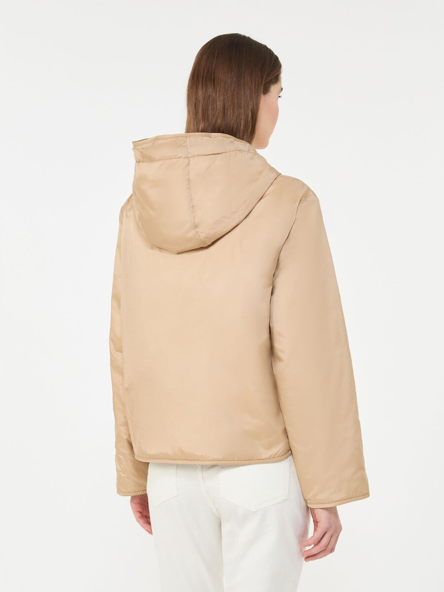 padded hooded jacket in water-repellent canvas - beige
