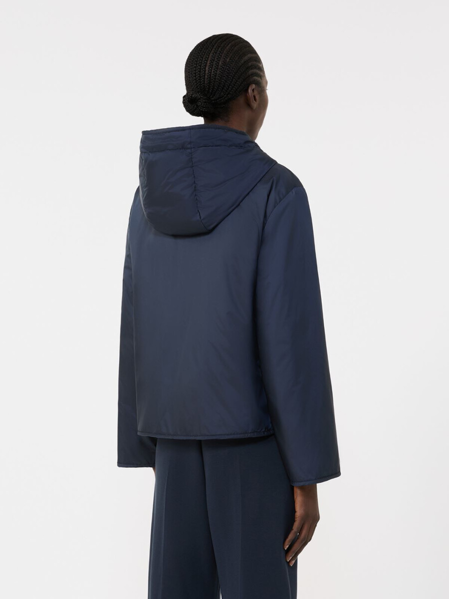 padded hooded jacket in water-repellent canvas - navy