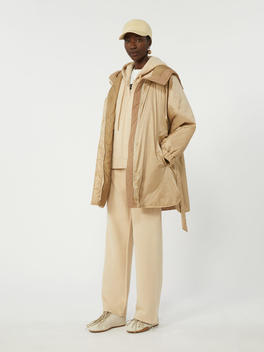 reversible padded parka in water-repellent canvas - beige