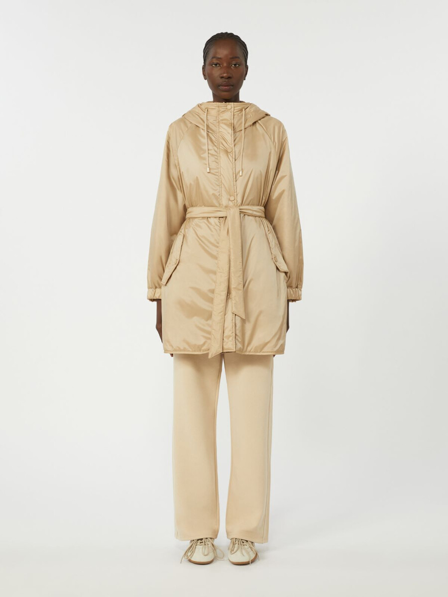 reversible padded parka in water-repellent canvas - beige