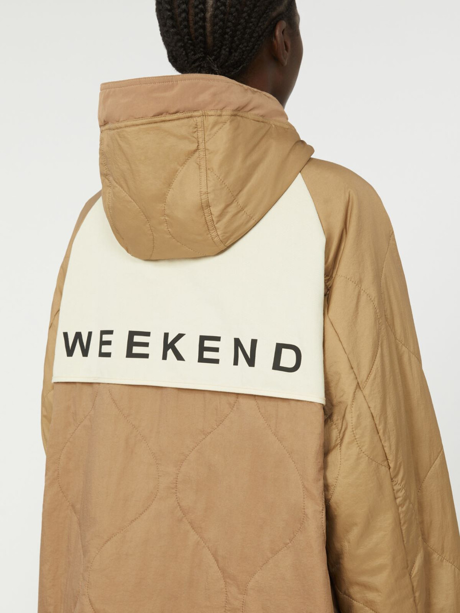reversible padded parka in water-repellent canvas - beige