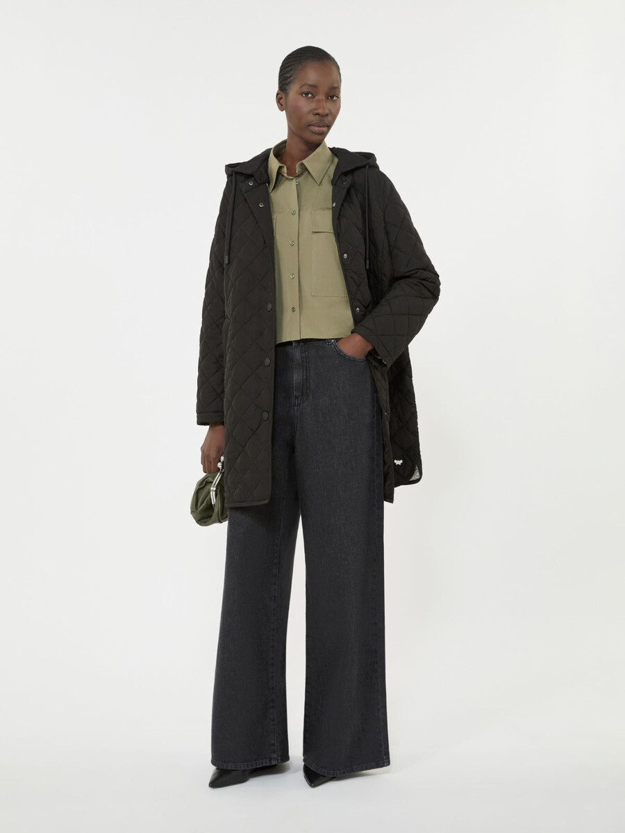 water-repellent fabric padded parka - black