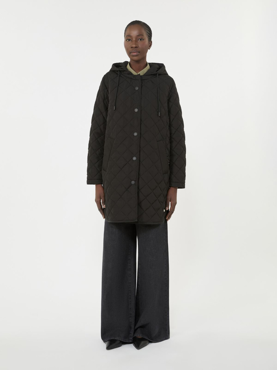 water-repellent fabric padded parka - black