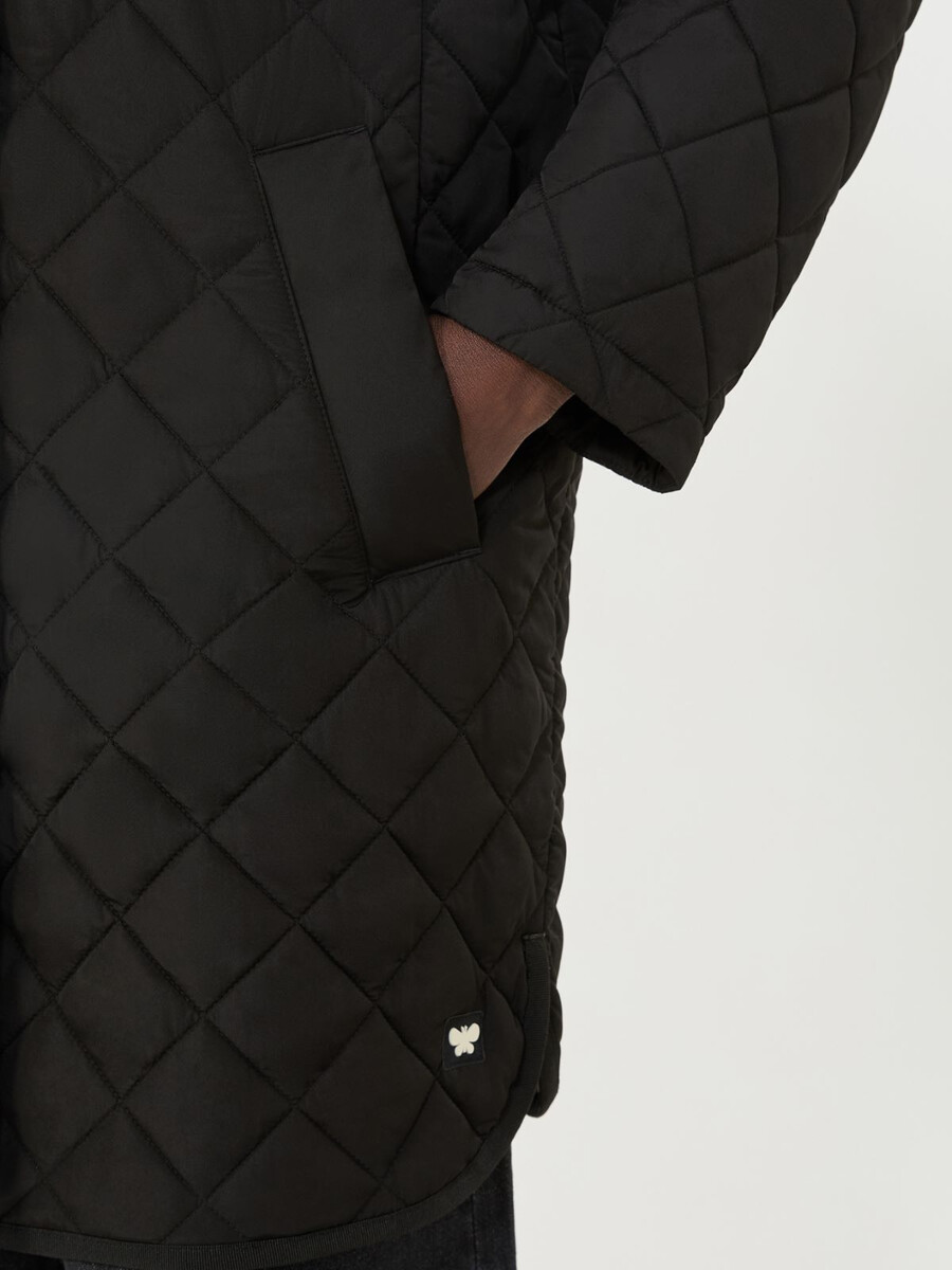 water-repellent fabric padded parka - black