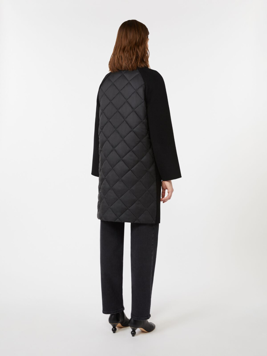 double wool drap coat - black