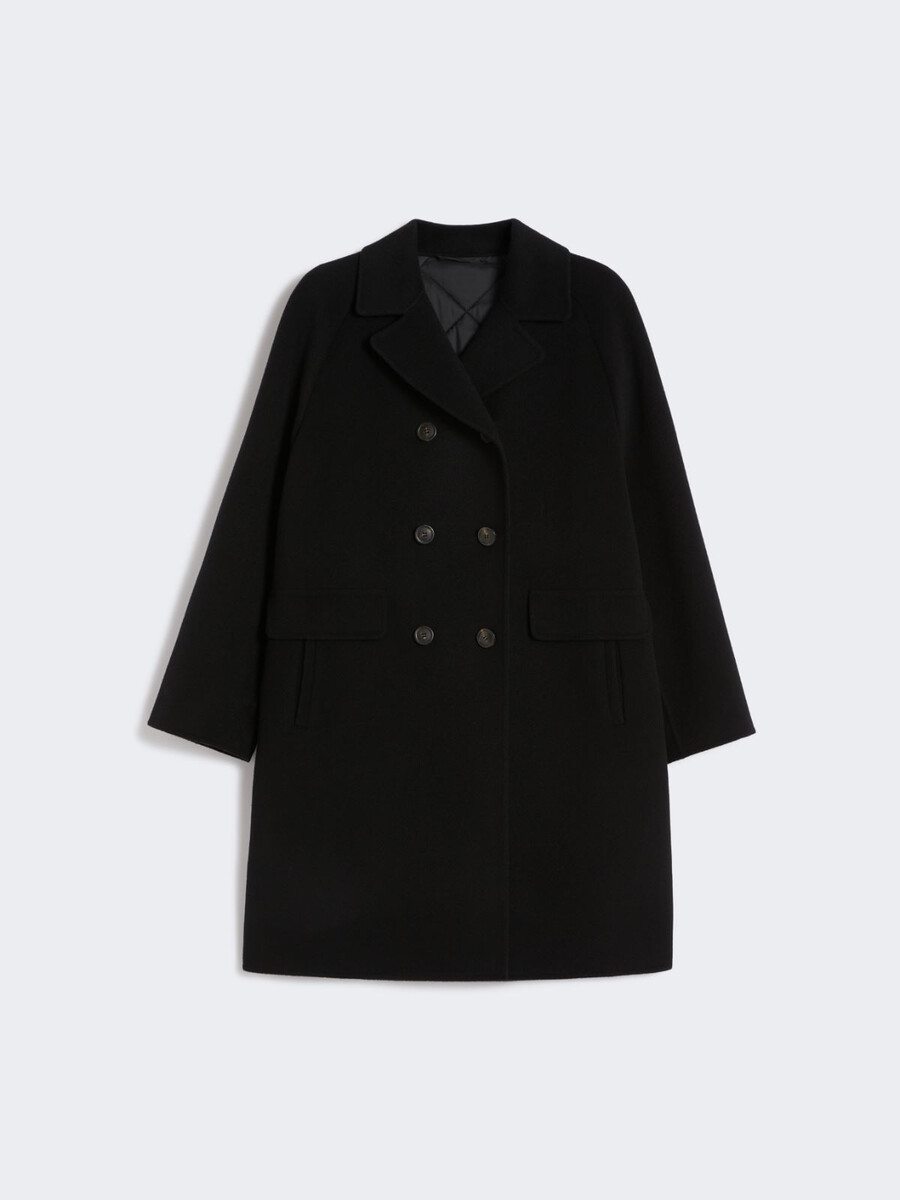 double wool drap coat - black