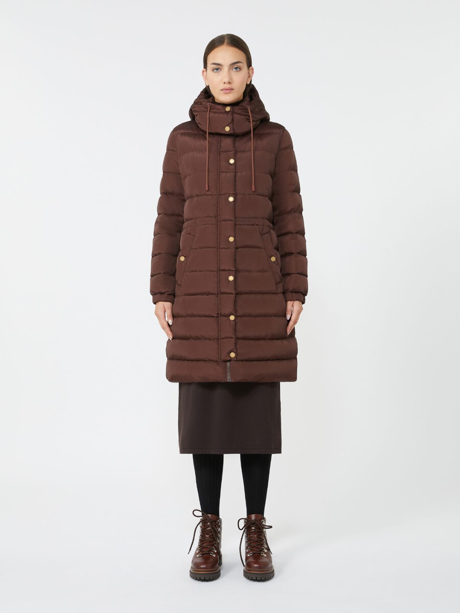slim-fit down jacket in water-repellent taffeta - wine-coloured