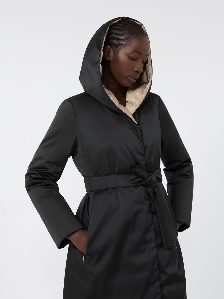 reversible down jacket in water-repellent fabric - black