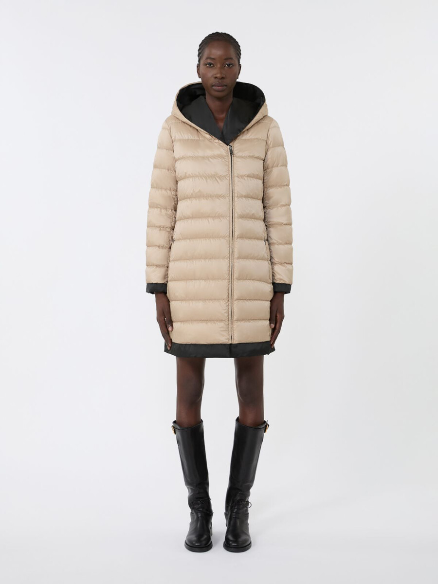 reversible down jacket in water-repellent fabric - black