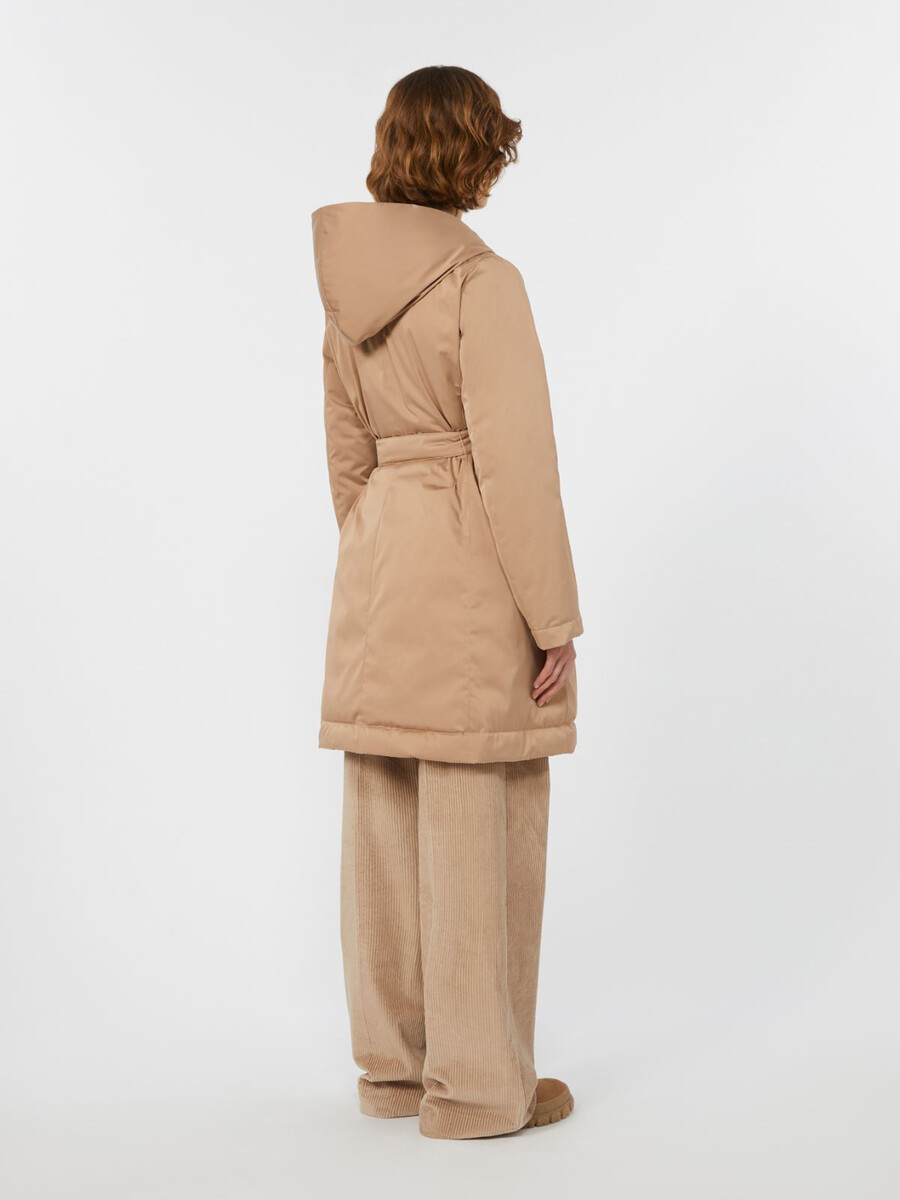 reversible down jacket in water-repellent fabric - biscuit