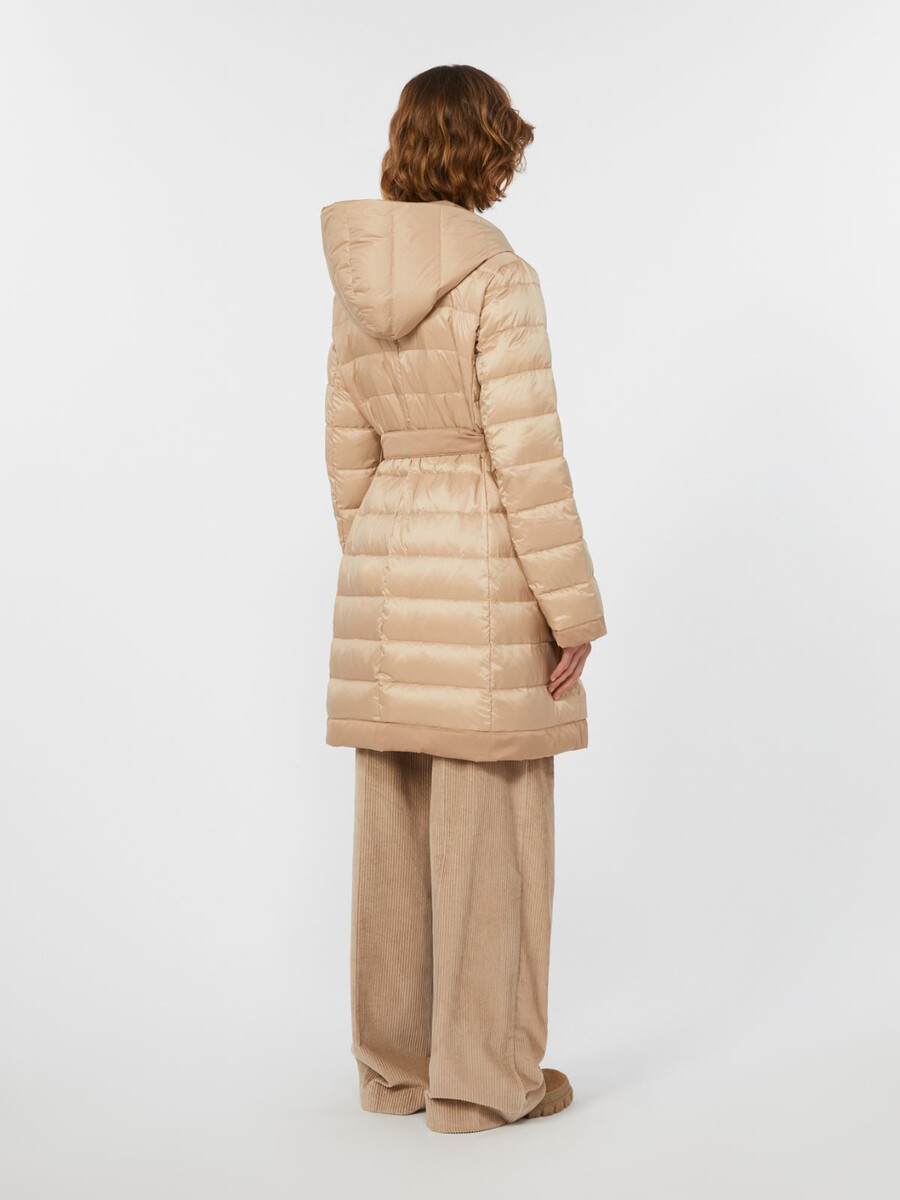 reversible down jacket in water-repellent fabric - biscuit