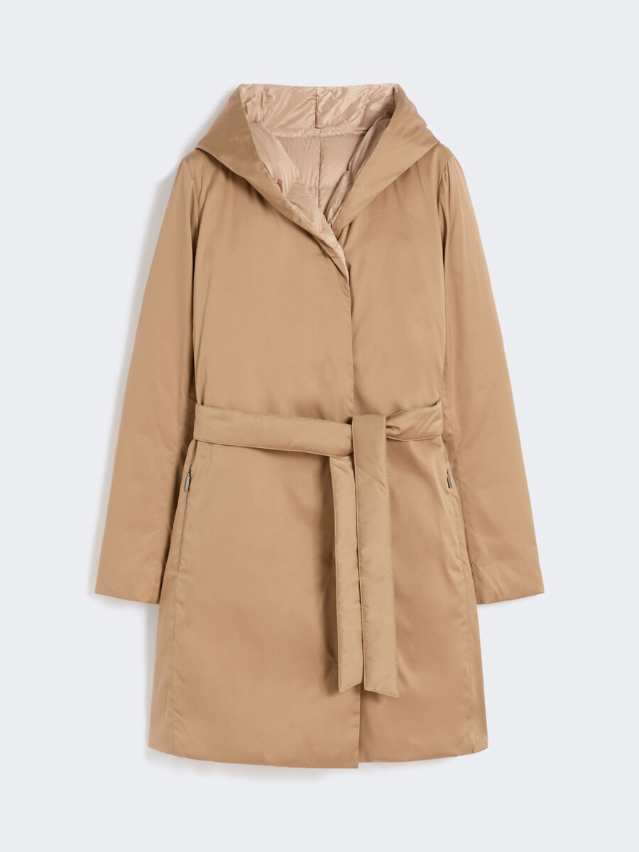 reversible down jacket in water-repellent fabric - biscuit