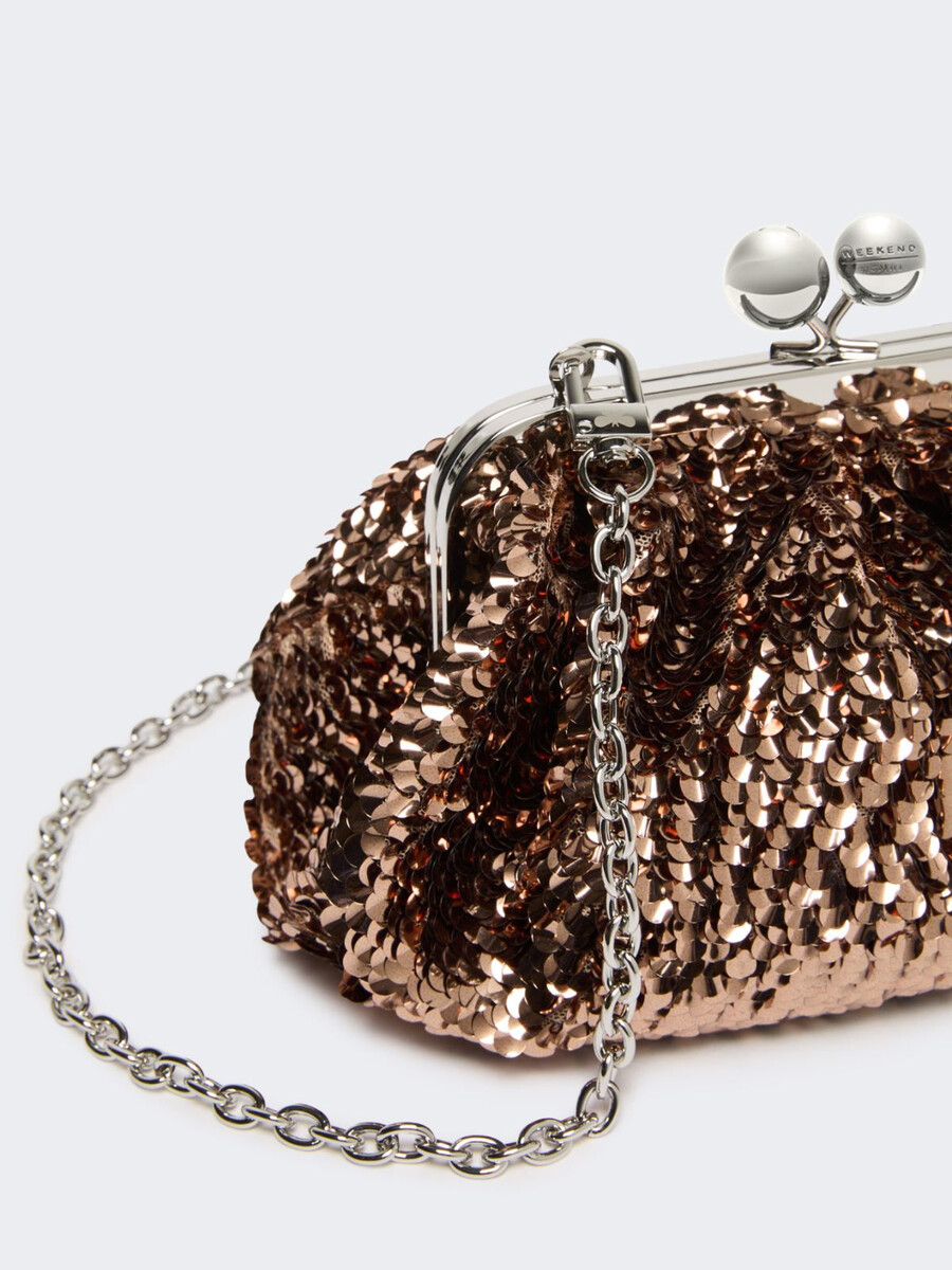sequin-adorned small satin pasticcino bag - pink