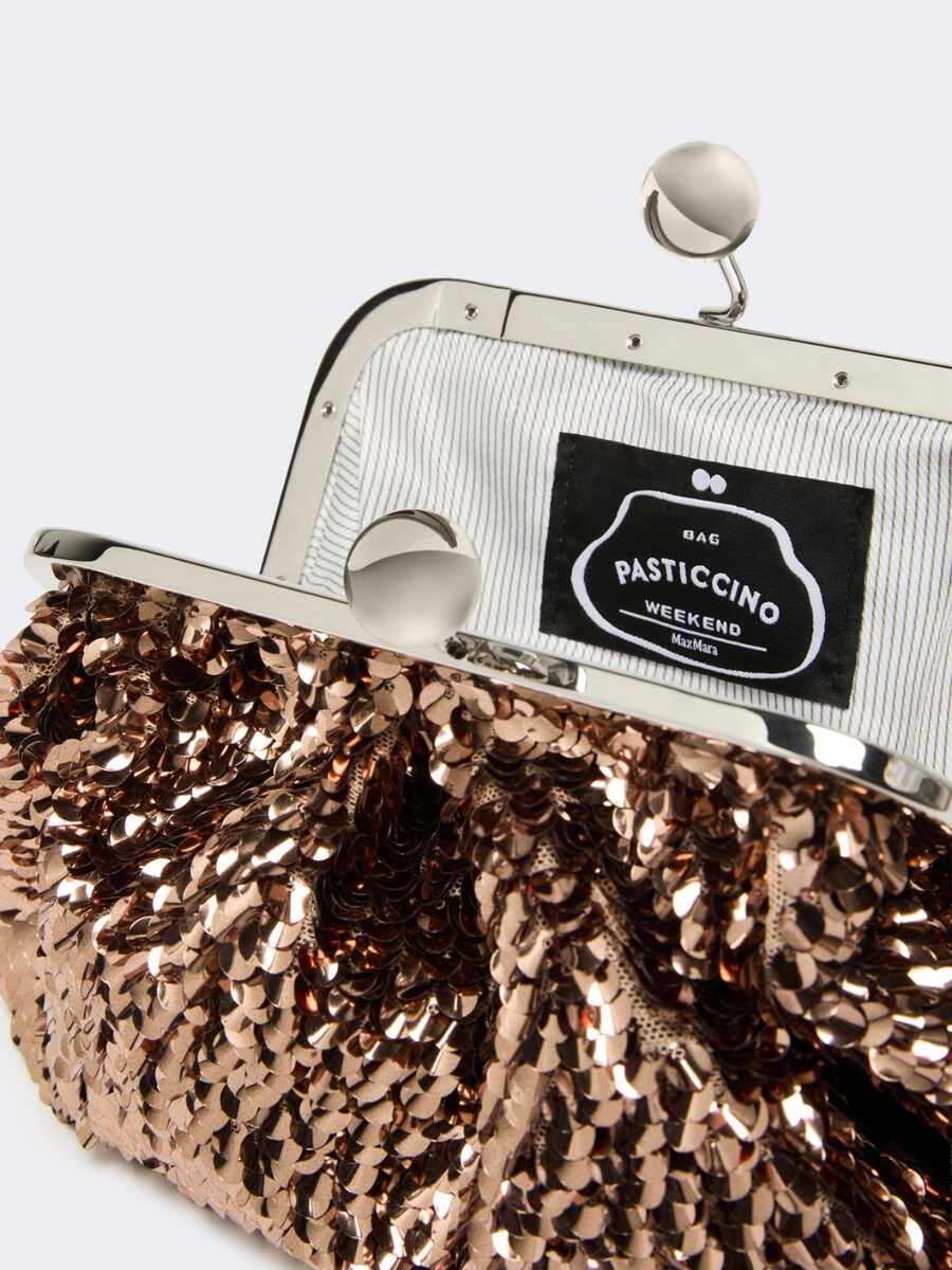 sequin-adorned small satin pasticcino bag - pink