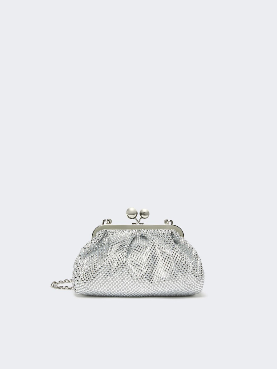 small pasticcino bag in satin with rhinestones - optical white