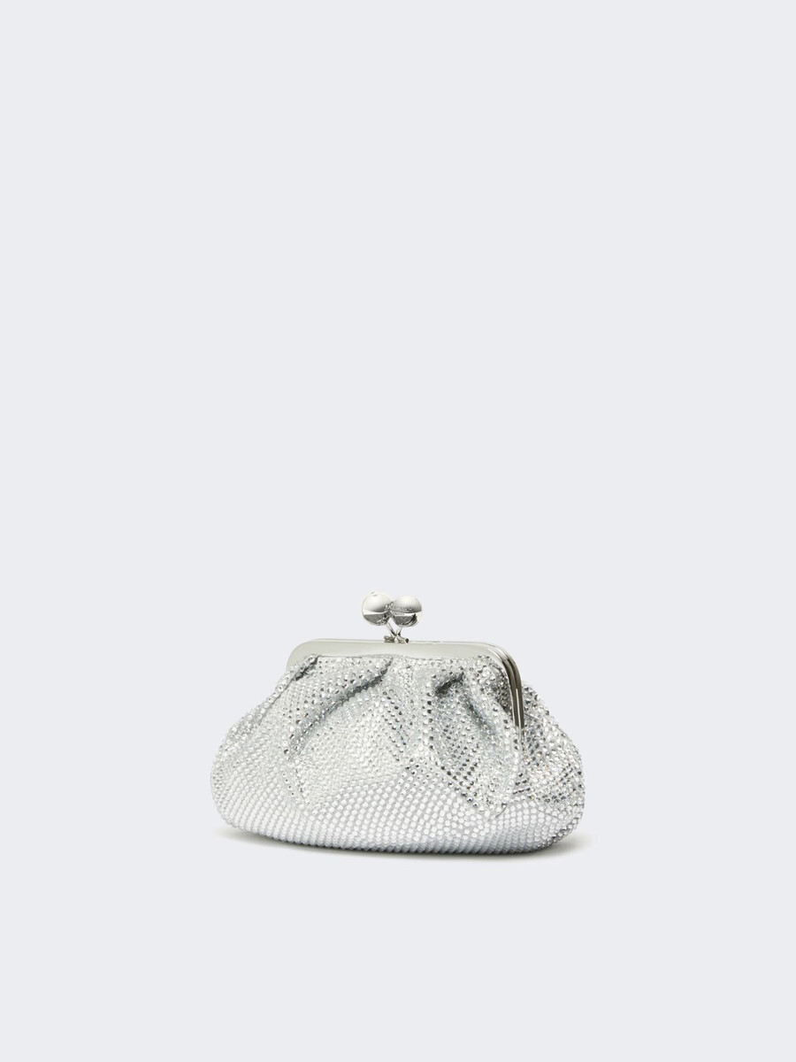 small pasticcino bag in satin with rhinestones - optical white