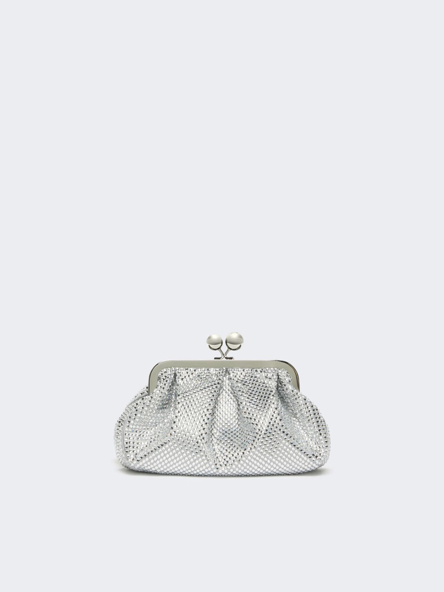 small pasticcino bag in satin with rhinestones - optical white